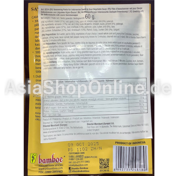 Gewürzpaste Sayur Asem - Bamboe - 60g