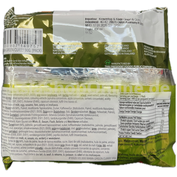 Instant Nudeln Grünes Thai-Curry Geschmack - Mama - 90g