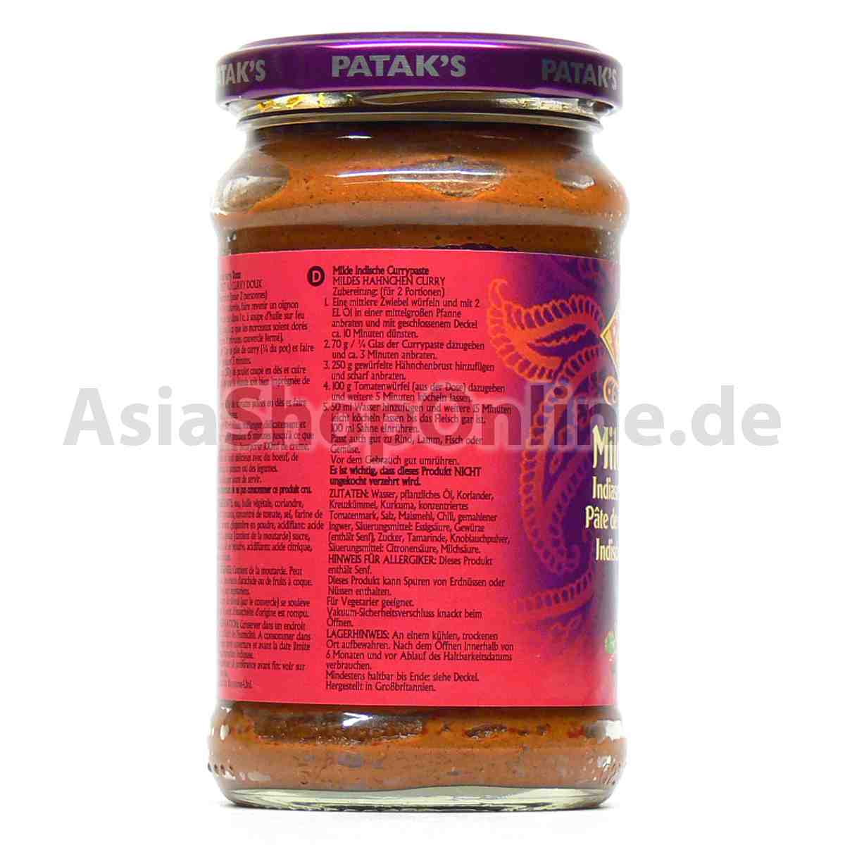 Milde indische Currypaste - Pataks - 283g