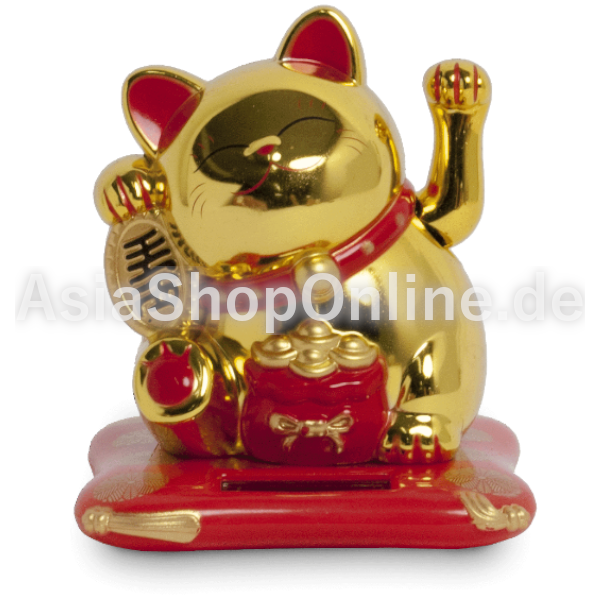 Glückskatze Solar 6,5x7x7,5 cm Gold - Emro - 1St