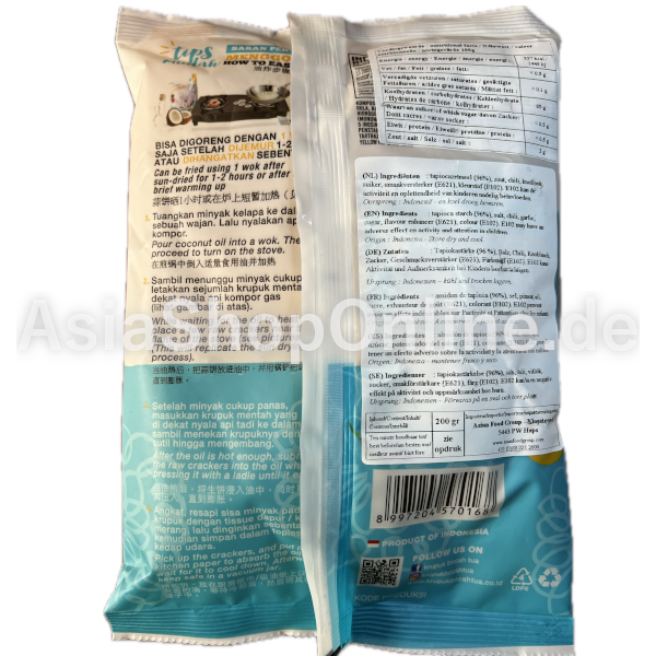 Krupuk Palembang Pedas (Scharf) Mentah (Roh) - INDOSNACK - 200g