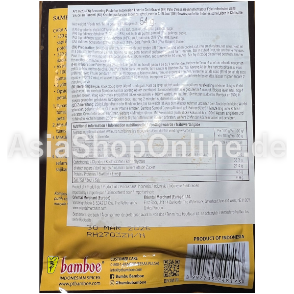 Gewürzpaste Sambal goreng Ati - Bamboe - 54g