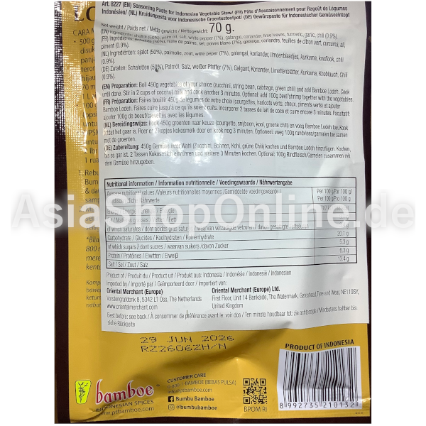 Gewürzpaste Lodeh Suppe - Bamboe - 70g