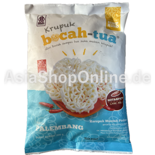 Krupuk Palembang Pedas (Scharf) Mentah (Roh) - INDOSNACK - 200g