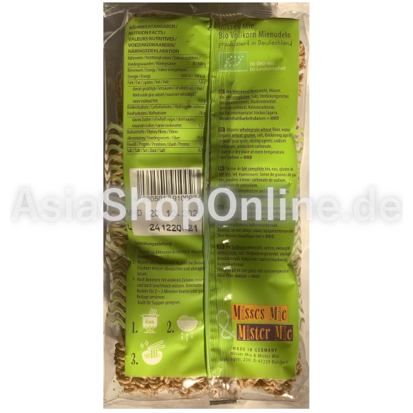 Organic Vollkorn Nudeln - Mrs Mie - 250g
