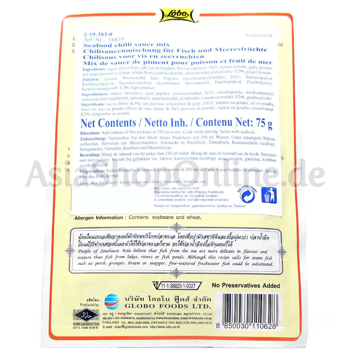 Chilisaucenmischung für Fisch und Meeresfrüchte - Lobo - 75g