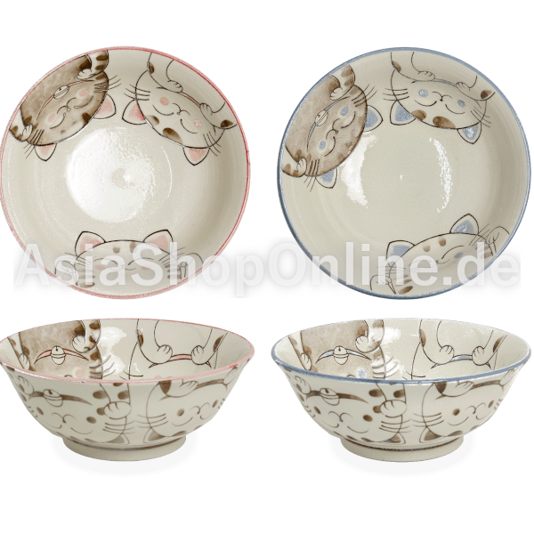 Schale 20,5 cm 3 Katzen - EDO Japan - 1st